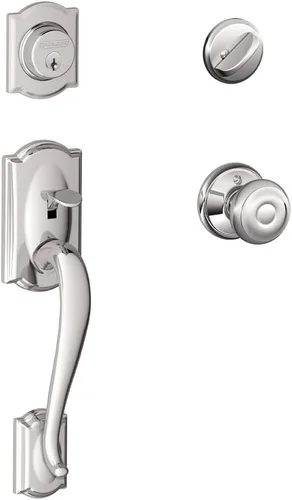 Miniatura 23 de Schlage F60 V CAM 716 ACC - Juego de manijas para puerta de entrada con manija Accent, diseño Camelot, cerradura de entrada con llave de lado único