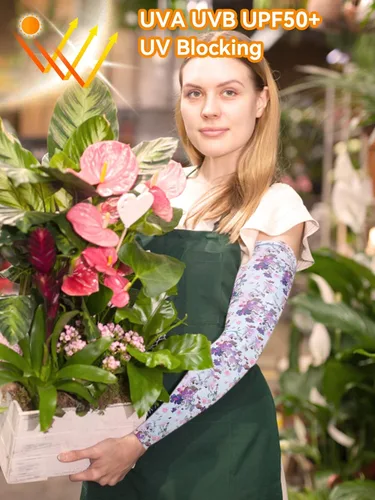 Miniatura 3 de PAMASE Mangas de jardinería para mujer, 2 pares de fundas protectoras de jardín de granjero para exteriores, protección solar y UV, regalos Azul