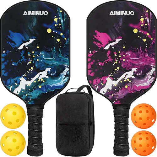 Miniatura 14 de Palas de pickleball de fibra de vidrio, juego de paletas de pickleball ligeras de 0.63 pulgadas para hombres, mujeres, niños, interiores y exteriores