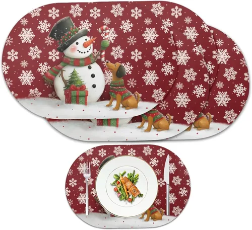 Miniatura 61 de Blue Flower Dining Table Mats Set of 2 Hummingbird Heat Resistant Placemats Washable and Wipeable Non Slip Place Mat, Waterproof Modern Dining Table