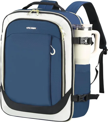 Miniatura 13 de KROSER Mochila grande para computadora portátil para laptop de hasta 17.3 pulgadas con puerto de carga USB, mochila de viaje repelente al agua