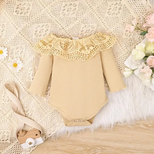 Miniatura 43 de Conjunto de ropa de bebé niña para bebé, mameluco de encaje blanco de manga larga + pantalones de mezclilla