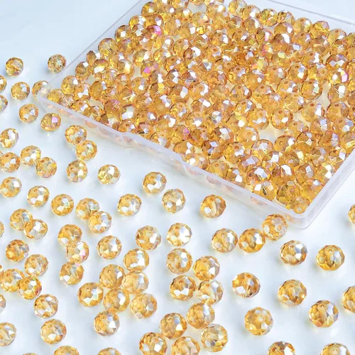 Miniatura 52 de 800 cuentas redondas de cristal de 0.236/0.396/0.394 pulgadas para joyas de bricolaje, ideales para pulseras, collares, colgantes y proyectos