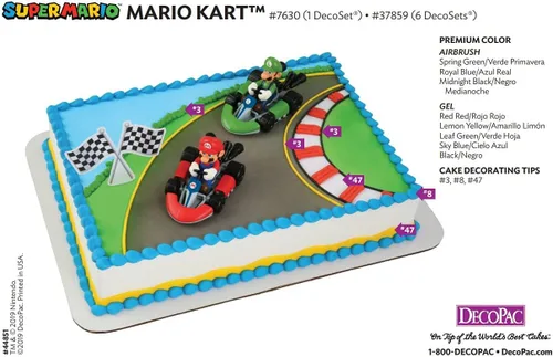 Miniatura 9 de DecoSet® Mario Kart™ Adorno para Pastel, Decoración de Pastel de 3 Piezas con Adornos de Kart de Carreras y Decoración de Bandera a Cuadros, Karts