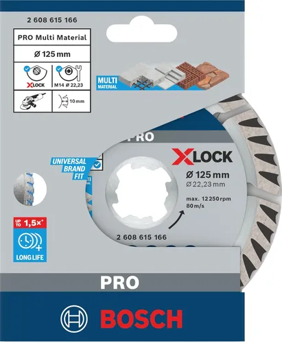 Miniatura 2 de Bosch Professional 2608615166 Disco de corte estándar (universal, X-Lock, diámetro 4.921 in, diámetro de diámetro 0.875 in, ancho de corte 0.079 in)