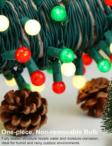 Miniatura 5 de Luces de Navidad para exteriores, 70 luces LED de 24 pies, color rojo, verde, blanco, luz de Navidad con bombillas perladas con certificación UL