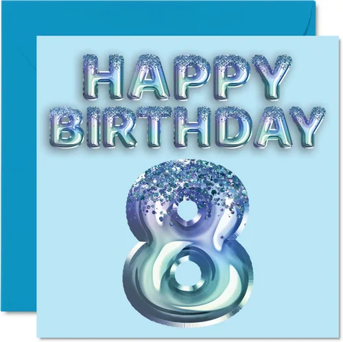 Miniatura 49 de Stuff4 Tarjeta de primer cumpleaños para niños, globo de fiesta con purpurina azul, tarjetas de feliz cumpleaños para niño de 1 año, nieto, hijo, 57