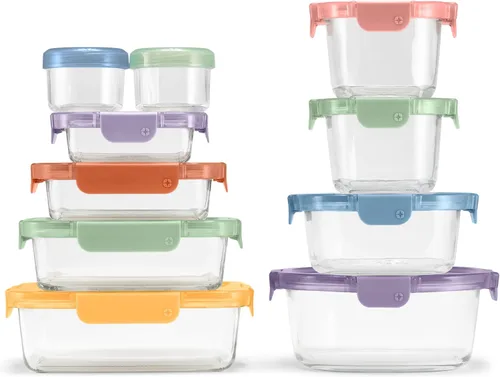 Miniatura 9 de Ello Color Lock 8PC Mixed Glass Food Storage Sets, Leak-Proof Glass Food Storage Containers 2 Copas: Festival