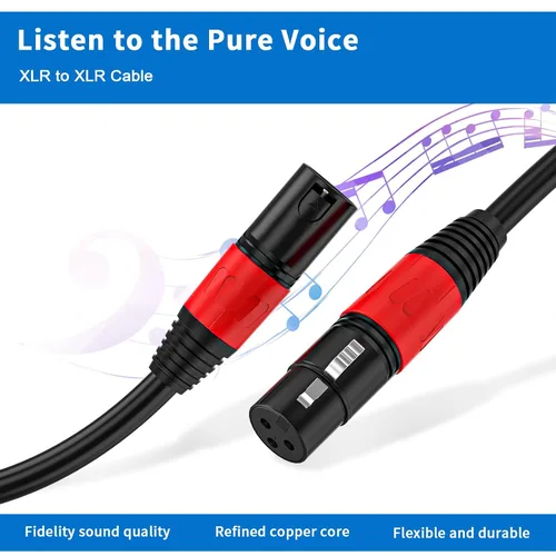 Miniatura 4 de Paquete de 2 cables XLR de 3.3 pies, cable de micrófono equilibrado de alta calidad con cable XLR de 3 pines macho a hembra, negro, cobre puro