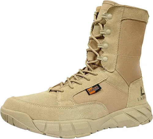 Miniatura 10 de Zapatos tácticos ligeros para hombre, botas de combate, botas marrones coyote, entrenamiento militar, con cordones, senderismo al aire libre