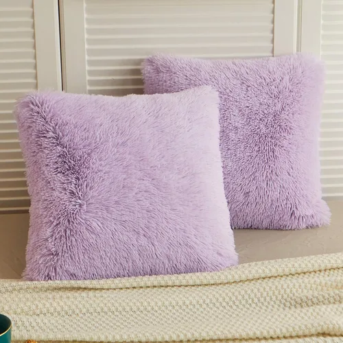 Miniatura 37 de LIFEREVO Paquete de 2 fundas de almohada de piel sintética esponjosa, fundas de almohada cuadradas de 18 x 18 pulgadas, fundas de almohada Blanco