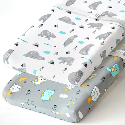 Miniatura 17 de Pack n Play Sheets, BROLEX 2 Pack Mini Crib Sheets,Stretchy Portable Fitted Playard Sheet Set, Convertible Playard Mattress Cover,Ultra Soft