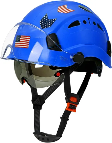 Miniatura 12 de Construction Hard Hats with Clear and Tinted Visor - OSHA Approved ANSI Z89.1 Dual Eye Protection Black Hard Hat with Chin Straps for Men Sombrero