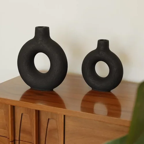 Miniatura 7 de Oona - Jarrón decorativo moderno para anillos, grande, negro