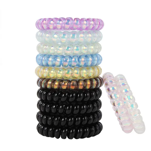Miniatura 11 de Lazos para el cabello en espiral sin arrugas, coloridos lazos para el cabello sin rastro, lazos elásticos para el cabello, lazos para el cabello