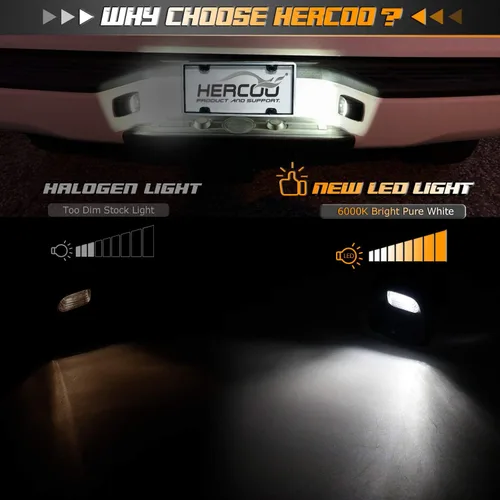 Miniatura 4 de HERCOO Lámpara para Placa de Vehículo LED Lente Blanca Focos Negros Compatible con Camioneta 2005-2015 Tacoma 2002-2013 Tundra, Carcasa Trasera