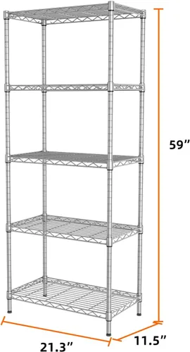 Miniatura 3 de SINGAYE Estantería de Alambre Ajustable Estantes de Almacenamiento Unidades de Pie para Cocina Armario Lavandería Baño Organizadores Despensa de Gris