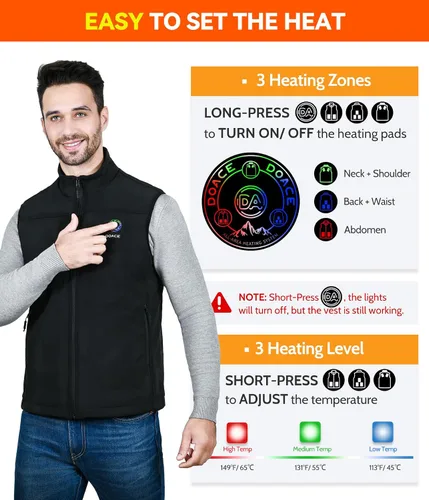 Miniatura 3 de DOACE Chaleco térmico para hombres y mujeres con control de aplicación, chaleco de calefacción eléctrico inteligente con batería, chaqueta térmica