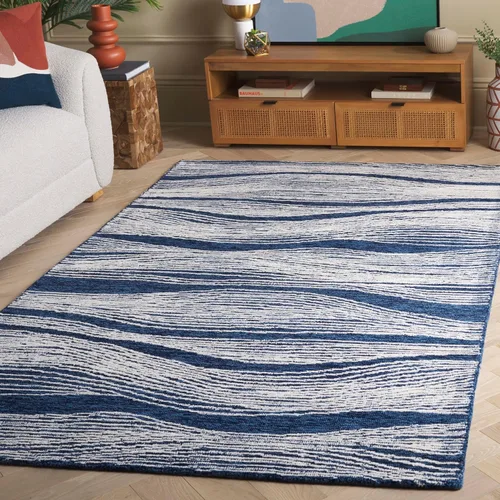 Miniatura 32 de SAFAVIEH Metro Collection - Alfombra decorativa de 2 x 3 pies, azul y marfil, diseño transicional, ideal para áreas de alto tráfico en pasillo, baño