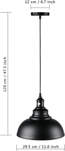 Miniatura 6 de Lightess, luz colgante industrial clásica de metal negro, iluminación colgante para montaje en techo Edison. Con cable.