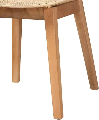 Miniatura 5 de Baxton Studio Sabelle Japandi - Juego de 2 sillas de comedor de caoba y ratán marrón natural