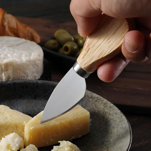Miniatura 2 de Cuchillos de queso de acero inoxidable con mango de madera, cortadores, para hacer rodajas