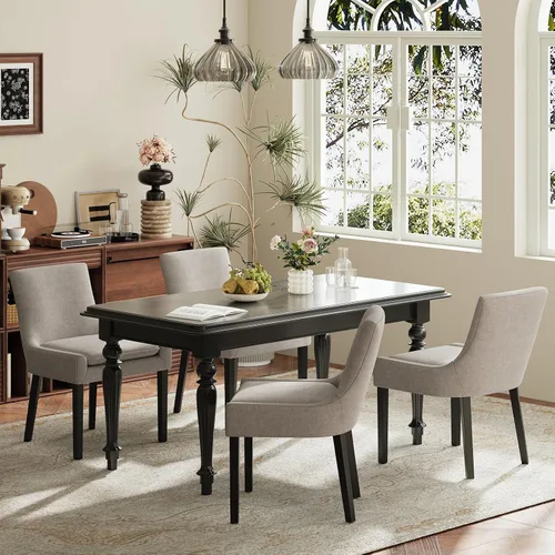 Miniatura 32 de MALOL Juego de 2 sillas de comedor tapizadas en corduroy con patas de madera, sillas de cocina laterales acolchadas de respaldo medio para comedor
