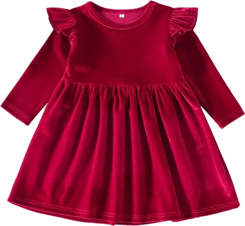 Miniatura 19 de IDOPIP Vestido tutú de terciopelo para niñas pequeñas, vestido de manga larga para princesa, Navidad, cumpleaños, fiesta, boda, vestidos de otoño e
