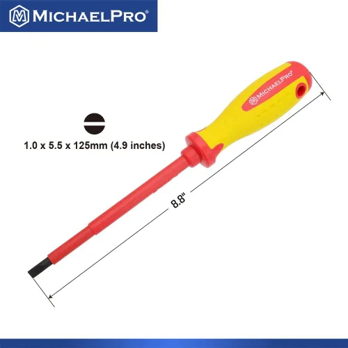 Miniatura 2 de MichaelPro 5.5 x 125mm 1000V VDE Destornillador aislado para electricista, herramientas para electricista, destornillador ranurado con punta