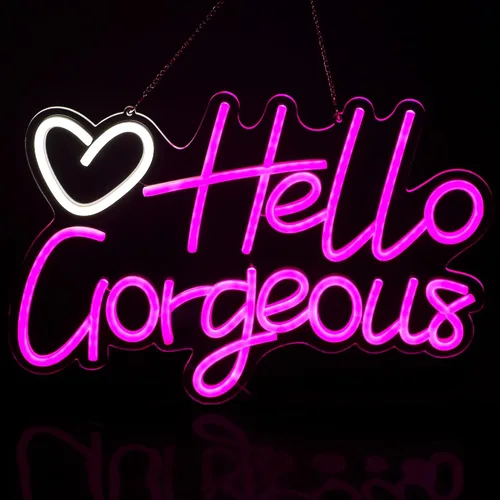 Miniatura 7 de Letrero de neón LED con texto en inglés «Hello Gorgeous LED», luz nocturna de neón para pared, fiesta de cumpleaños, boda, bar, club, decoración