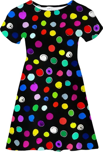 Miniatura 21 de Vestidos para niñas con estampado lindo, de manga corta, vestidos casuales de verano para niñas de 4 a 10 años