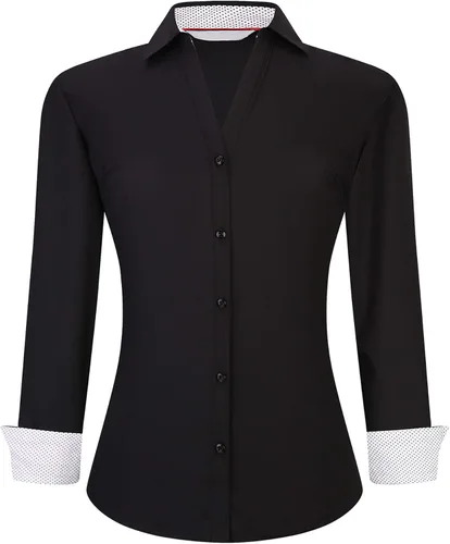 Miniatura 18 de Alex Vando - Blusa de botones para mujer, sin arrugas, manga larga, casual, para el trabajo