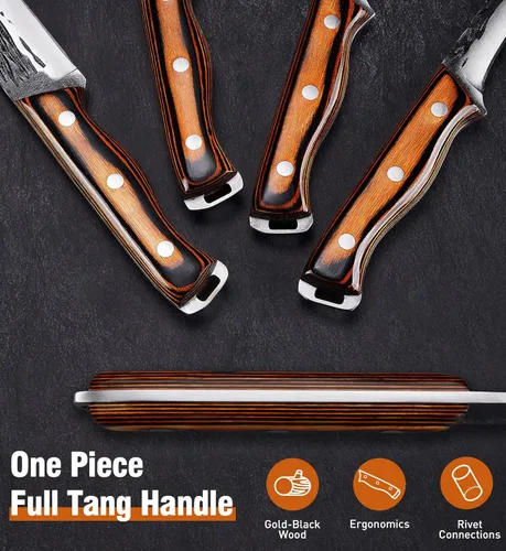 Miniatura 6 de Naitesen 4 piezas de cuchillo de carnicero forjado a mano y cuchillo de cocina 2 en 1, juego de cuchillo de chef serbio resistente para carne