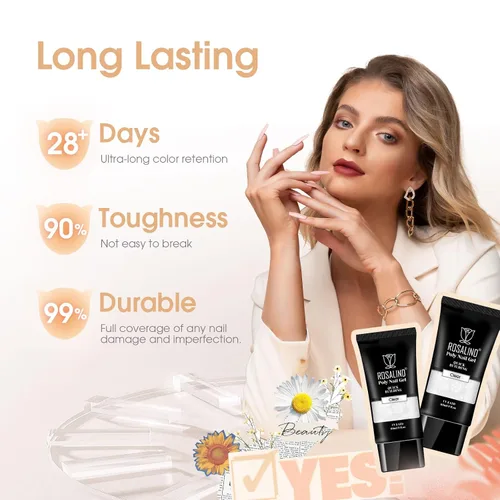 Miniatura 8 de Rosalind Gel de extensión de poliéster acrílico transparente, paquete de 2 unidades de gel de uñas de 2.1 onzas líquidas, constructor de uñas