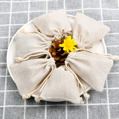 Miniatura 5 de calary Bolsa de regalo con cordón de lona doble, bolsa de algodón, bolsa de regalo, bolsa de muselina reutilizable para té, 5 x 7 pulgadas