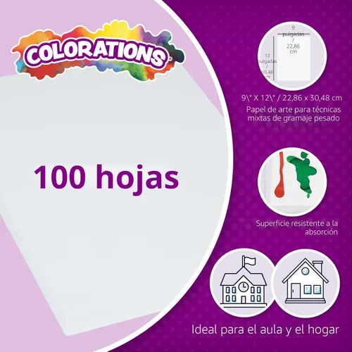 Miniatura 4 de Colorations Papel de arte, 9 x 12 pulgadas, papel de pintura y manualidades, pinturas para dedos, acuarela, témpera, dibujo, sala de arte