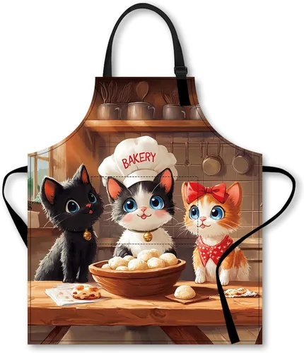 Miniatura 14 de Nuxovilar Bonito delantal con bolsillos, 26.77 x 30.7 pulgadas, versátil para preparación de comidas, hornear, cocinar en las festividades