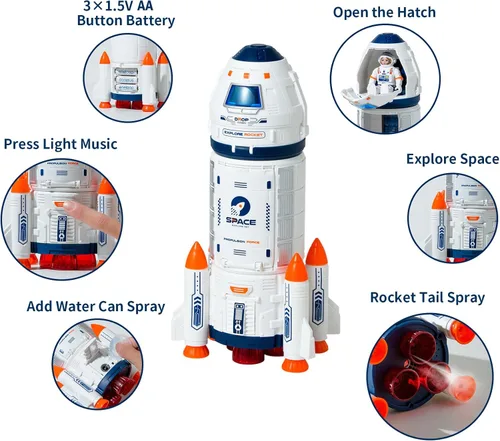 Miniatura 3 de Wbzle Juguetes de Cohete Espacial, Nave Espacial con Juguetes de Astronauta para Educación, Concentración, Diversión de Aprendizaje de Cohetes