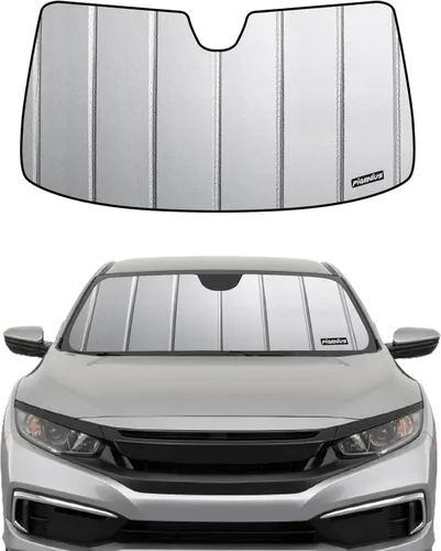 Pigenius Parasol para parabrisas para Honda Civic 2022-2026, acabado de cuero gris prémium Plateado mate