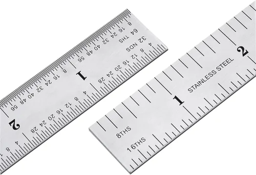 Miniatura 5 de eBoot Paquete de 2 reglas de acero inoxidable para ingeniero, regla métrica con marcas de 1/8, 1/16, 1/32, 1/64 pulgadas para ingeniería, escuela