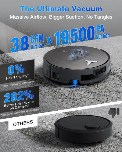 Miniatura 5 de ECOVACS DEEBOT X11 OmniCyclone Robot Aspiradora y Trapeadora, Carga PowerBoost, Trapeador de Autolavado Instantáneo OZMO Roller 2.0, Succión Potente