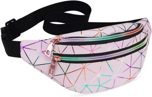 Livacasa - Cangurera holográfica linda, brillante e impermeable para mujer, cangurera para viajes, fiestas, festivales, correr y senderismo,