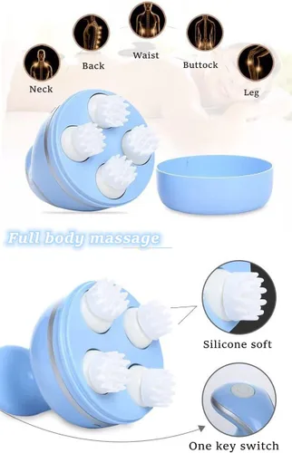 Miniatura 4 de Petlex Masajeador eléctrico del cuero cabelludo para gatos, masajeador portátil de cabeza de mascotas, masajeador giratorio automático para el Azul