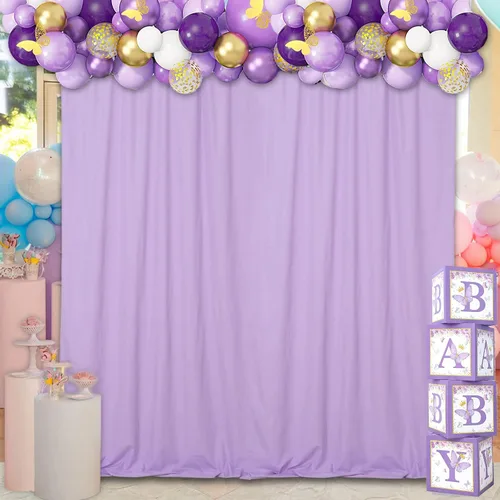 Miniatura 13 de Cortina de fondo negra: 2 paneles de 5 pies x 10 pies - Cortina de fondo de fotos de poliéster para escenario de boda, fiesta de cumpleaños