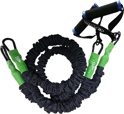 Miniatura 17 de Valor Fitness Bandas de resistencia – 5 libras a 25 libras – Mosquetones adjuntos y 2 bandas por opción de peso con asas – Funda cubierta