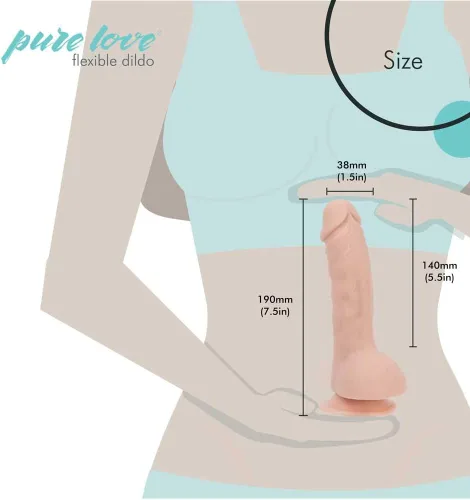 Miniatura 5 de Pure Love - Vibrador de silicona con ventosa, 7.5 in, color beige, juguete sexual para adultos