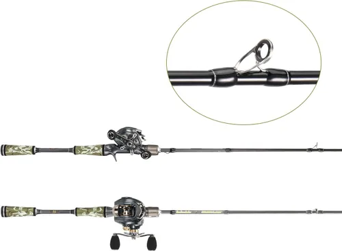 Miniatura 8 de Sougayilang Baitcaster Combo for Freshwater and Inshore, 2 Piece 30Ton+24Ton Graphite Fishing Rod with SuperPolymer Handle, 7.0:1 Gear Ratio Mano