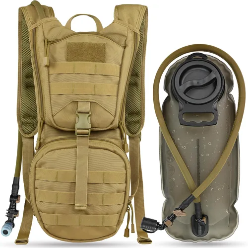 MARCHWAY Mochila táctica de hidratación Molle con bolsa de agua de TPU de 3 litros, mochila militar para ciclismo, senderismo, correr, escalada,