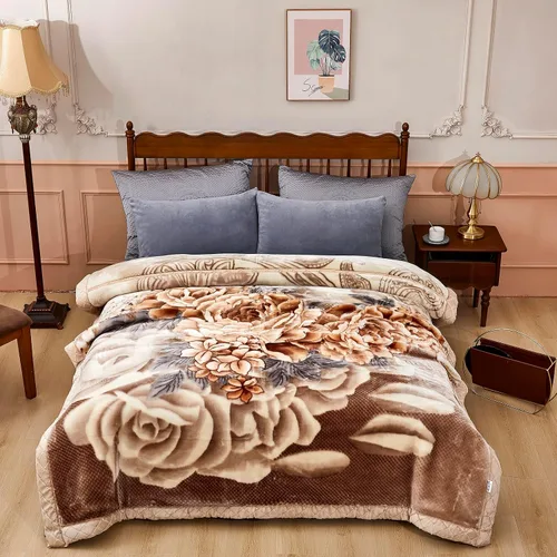 Miniatura 17 de Manta de visón coreano de 55"×75", sedosa, suave y cálida - Manta de cama Raschel reversible de 2 capas para cama individual. (150x200cm-2.5kg).