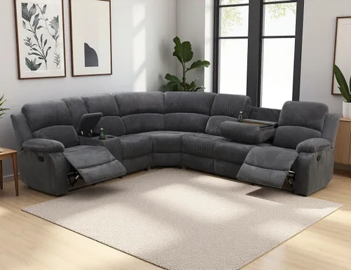 Miniatura 33 de Juego de sofá seccional reclinable manual, juegos de muebles de sala de estar, sofá seccional en forma de L y 2 sillas, cómodo sofá reclinable